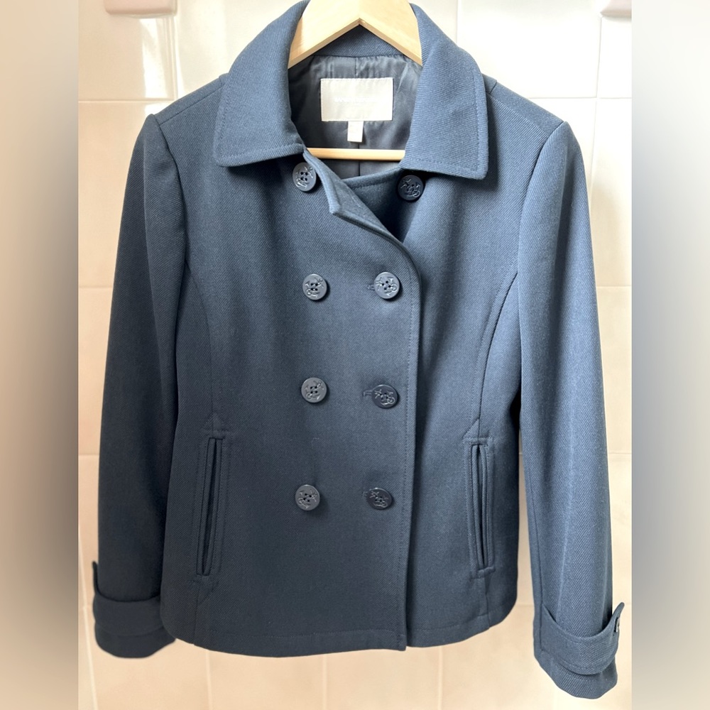 Navy Banana Republic women’s peacoat Sz Small petite
